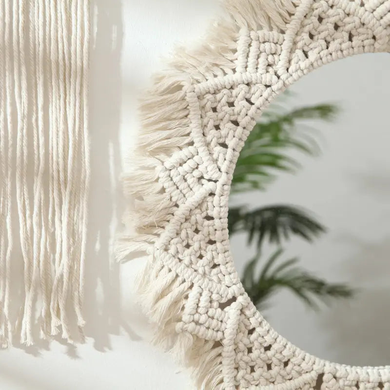 Macrame Wall Mirror Round - Memoriex 