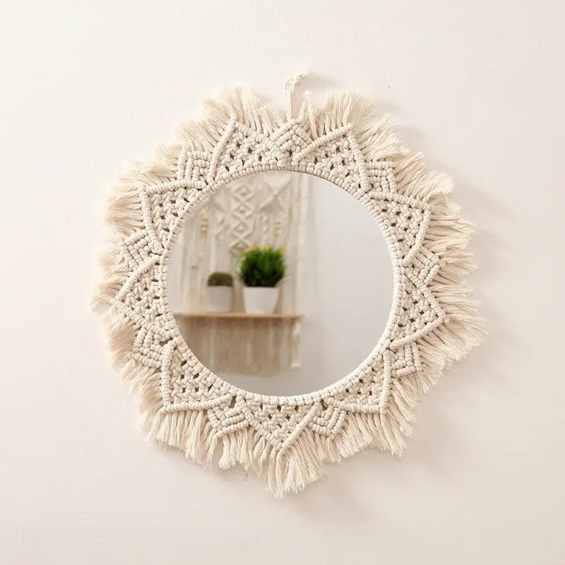 Macrame Wall Mirror Round - Memoriex 