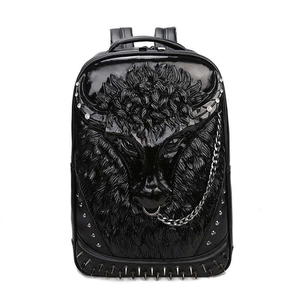 Cow Head 3D PU Leather Casual Laptop Backpack-2