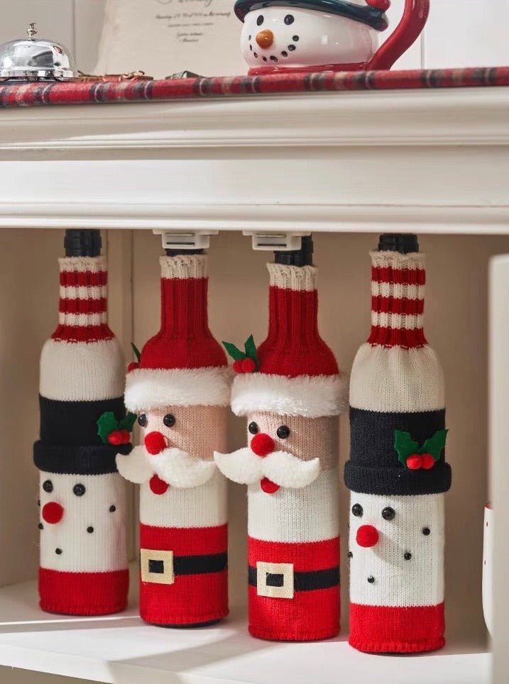 Cute Knitted Christmas Wine Bottle Cover Sleeves Set of 3 Pcs ( $10 Each ) for Table Setting-4