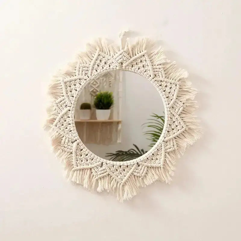 Macrame Wall Mirror Round - Memoriex 