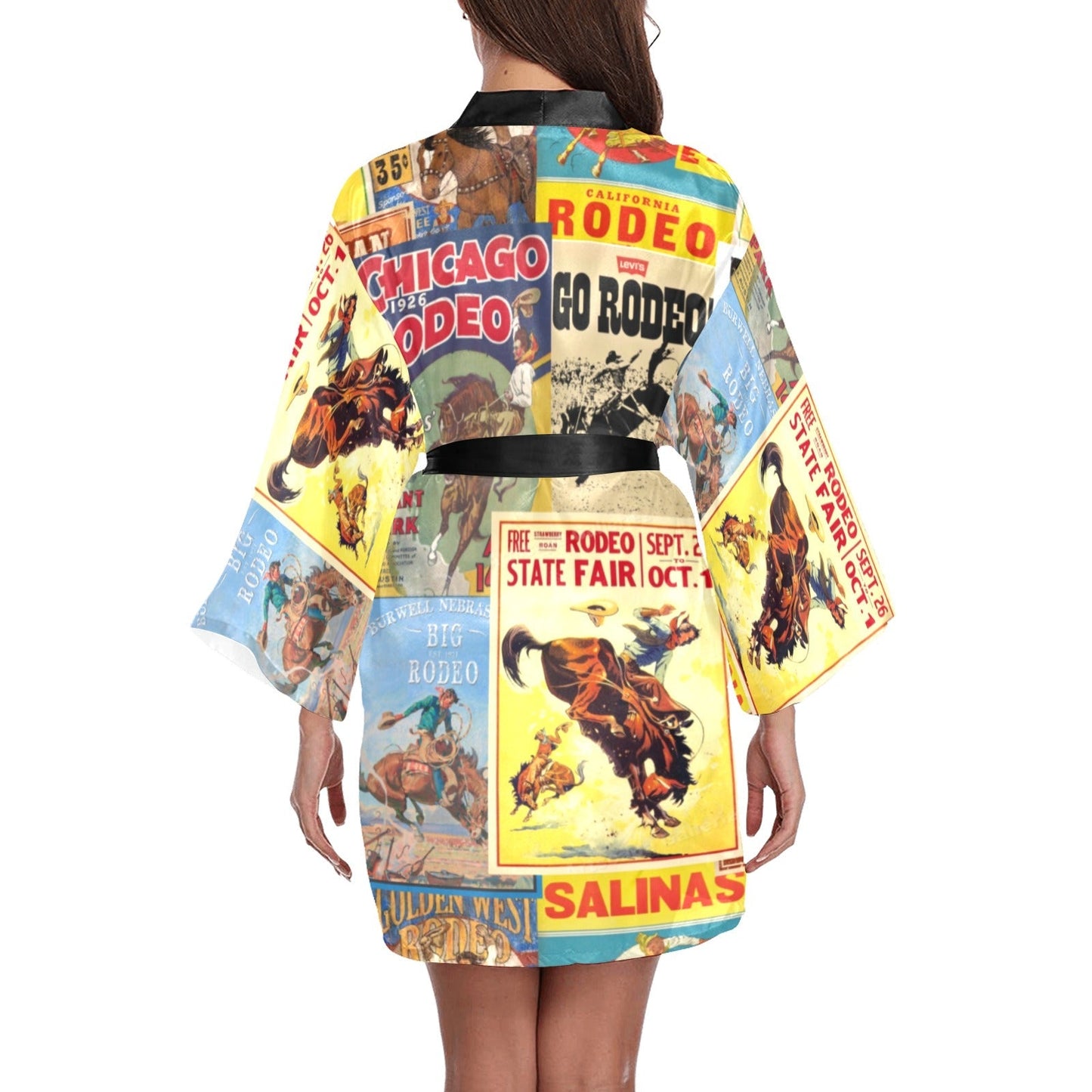 Vintage Rodeo Poster Women's Lounge Kimono Robe by Baha Ranch Western Wear-1