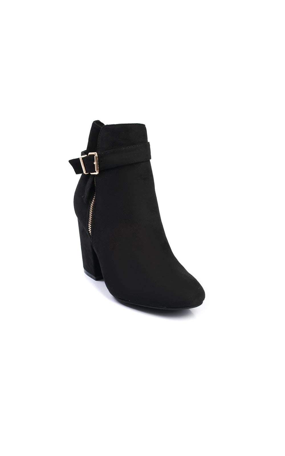 Buckle Faux Suede Ankle Boots-5