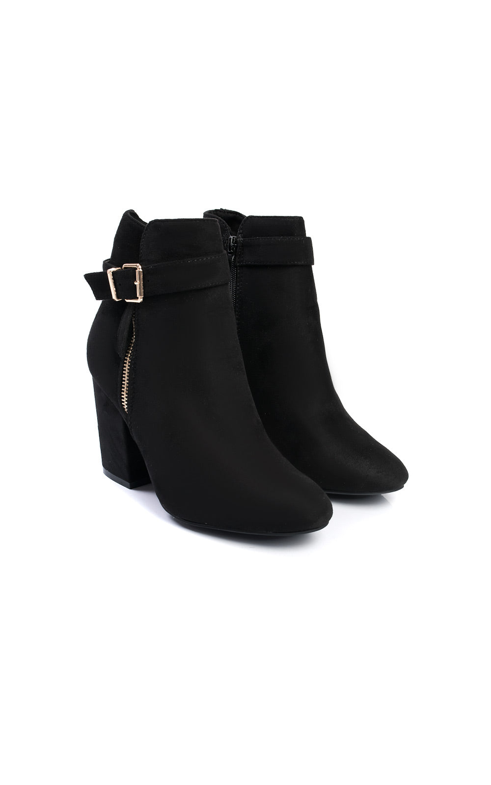 Buckle Faux Suede Ankle Boots-3