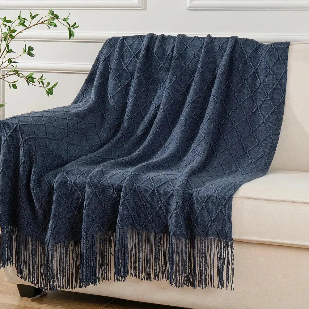 Decorative Fringe Throw Blanket-8