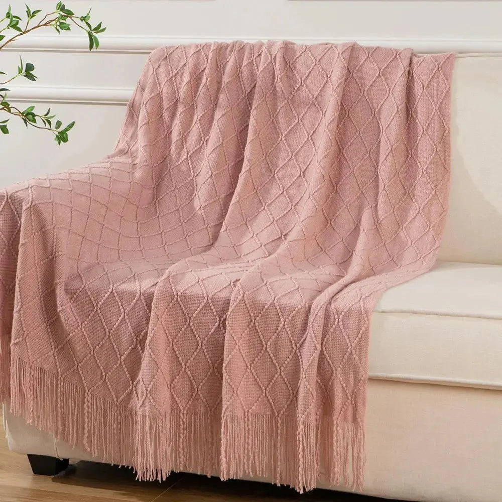 Decorative Fringe Throw Blanket-10