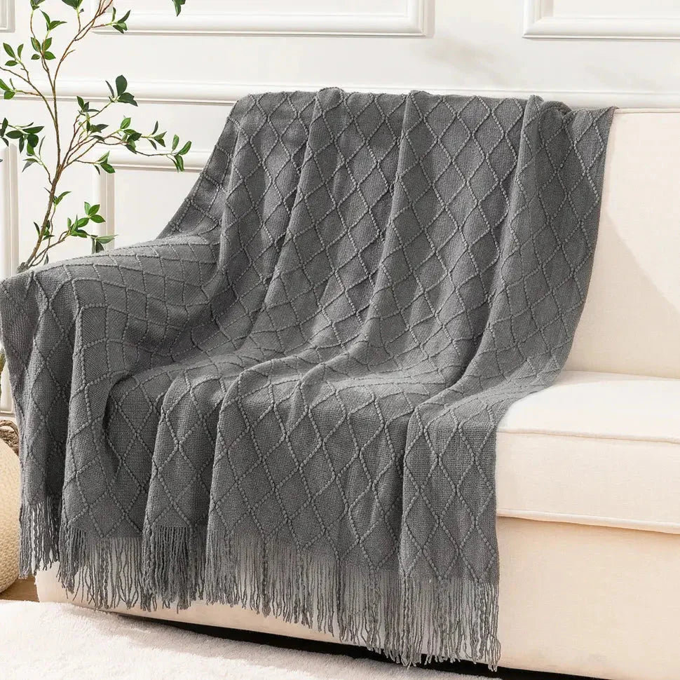 Decorative Fringe Throw Blanket-7