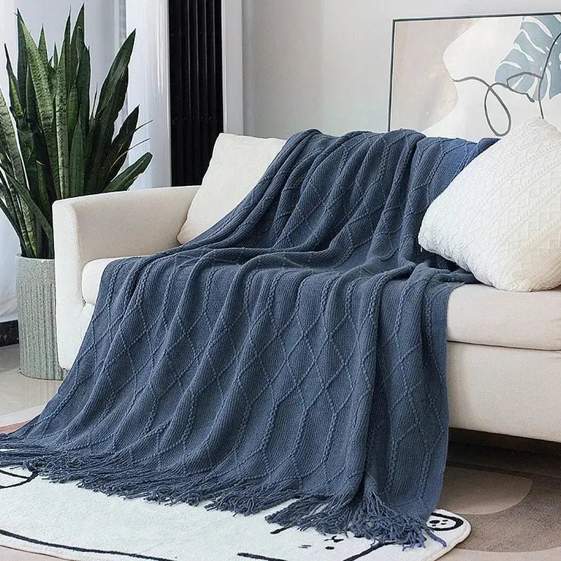 Decorative Fringe Throw Blanket-2