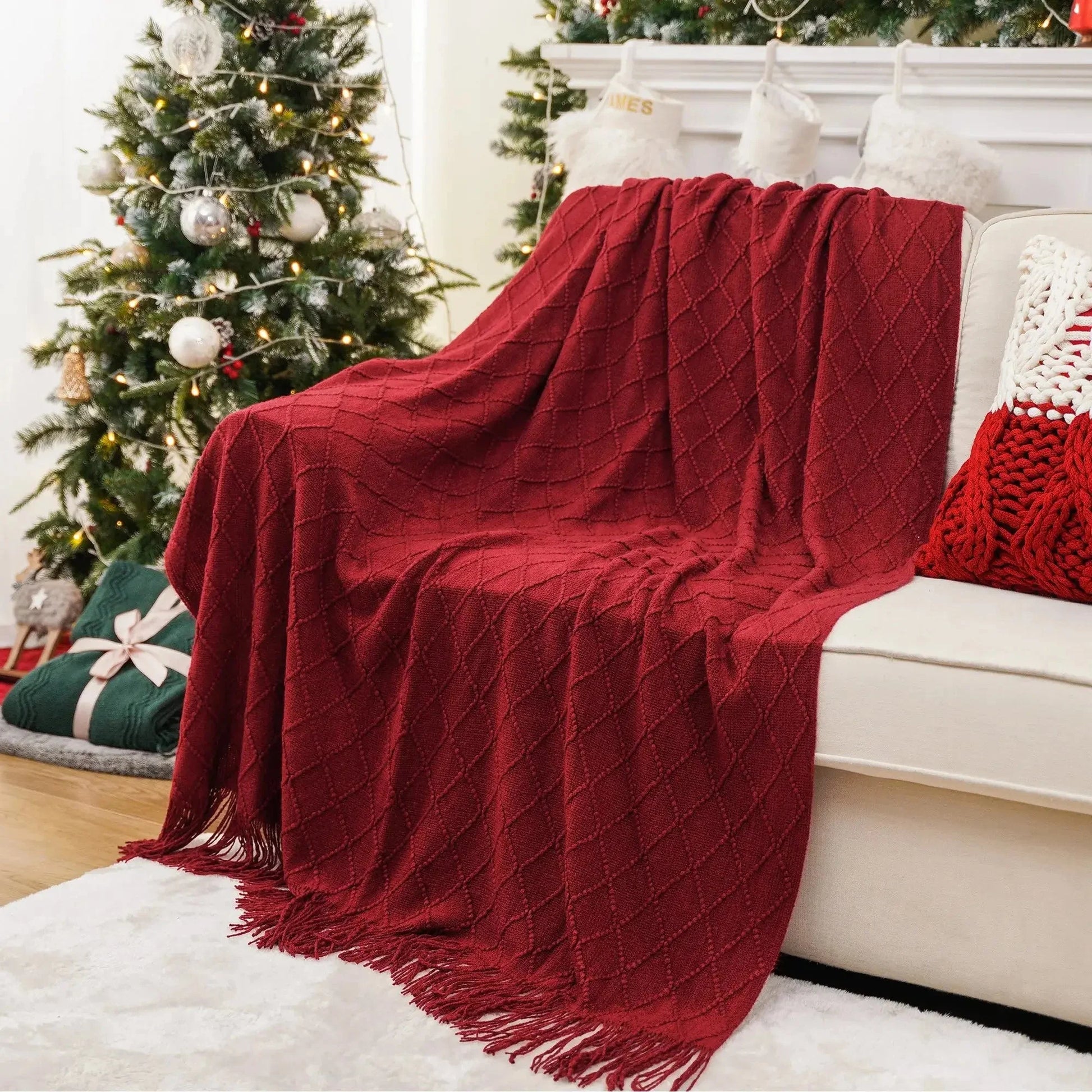 Decorative Fringe Throw Blanket-0