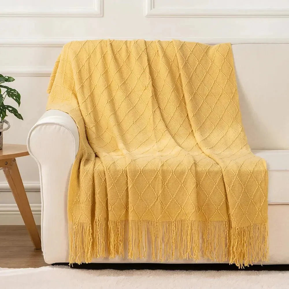 Decorative Fringe Throw Blanket-1