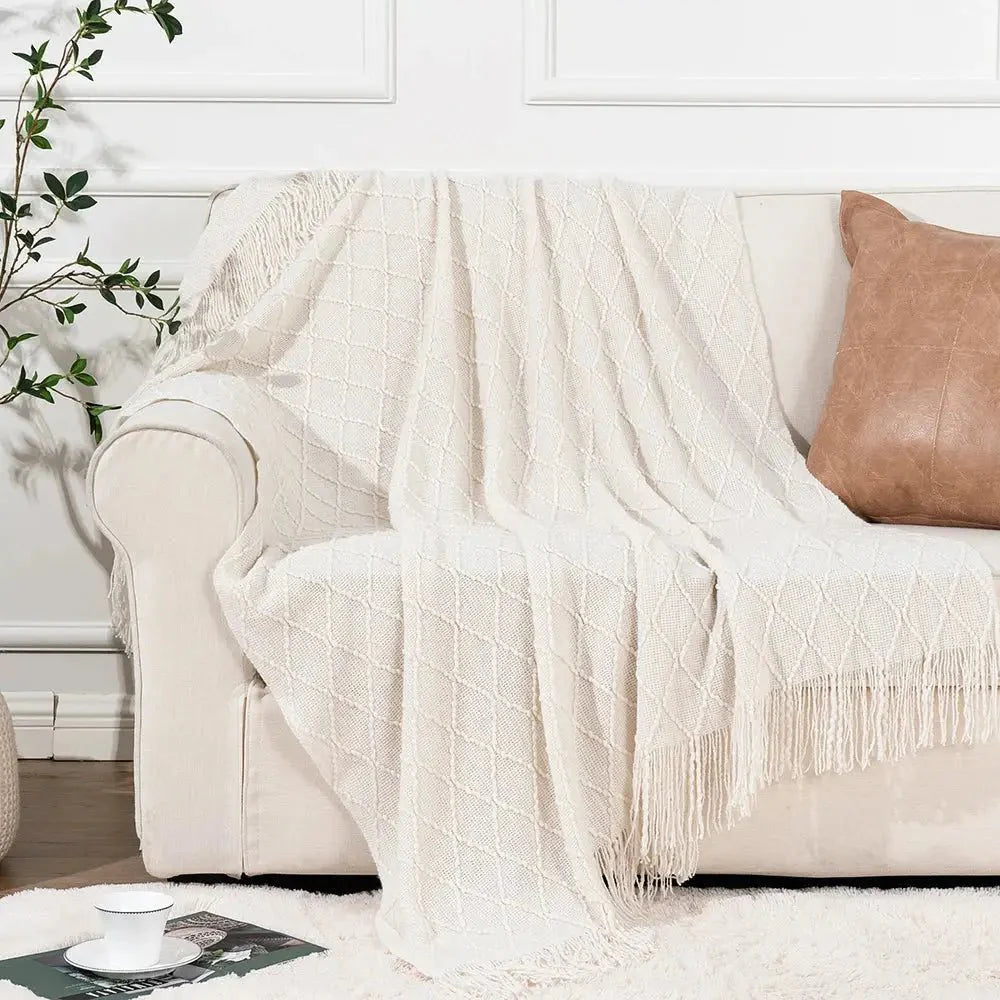 Decorative Fringe Throw Blanket-6