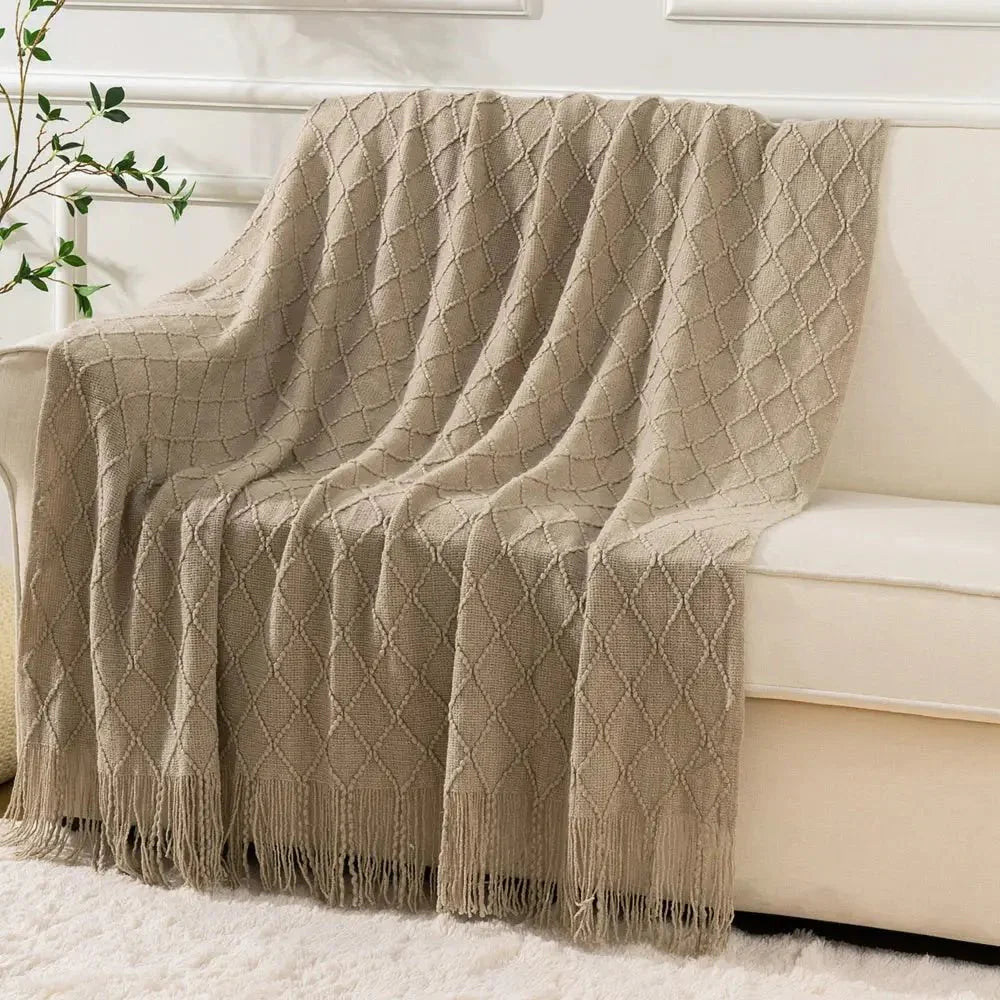 Decorative Fringe Throw Blanket-4