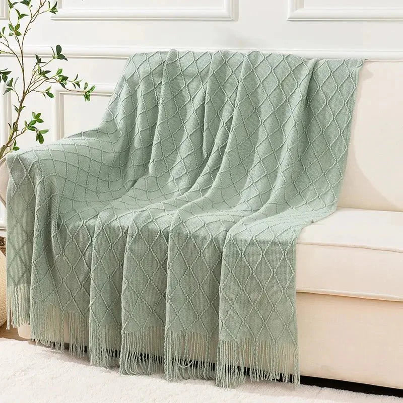 Decorative Fringe Throw Blanket-3