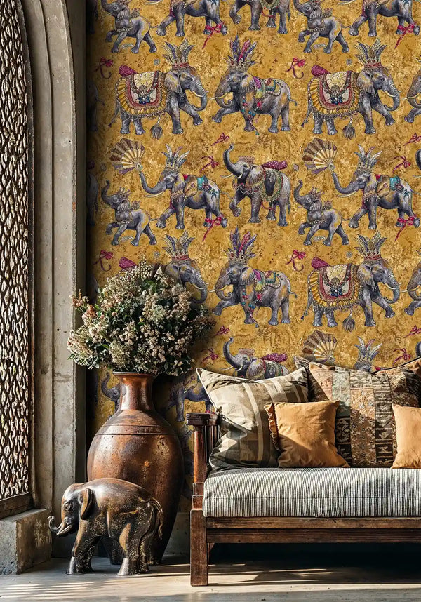 Ornate Circus Elephants Wallpaper-0