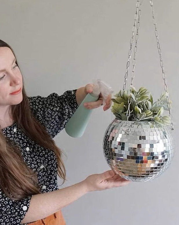 Eclectic Whimsical Disco Ball Hanging Herb Planters for Indoor, Outdoor & Front yard-2