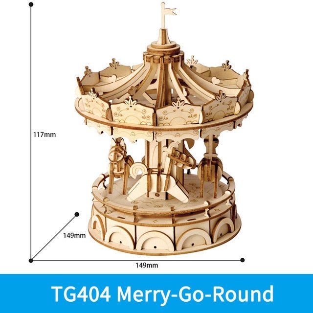 DIY 3D Wooden Puzzle Toys Assembly Model Toys Plane Merry Go Round Ferris Wheel Toys for Children Drop Shipping-4