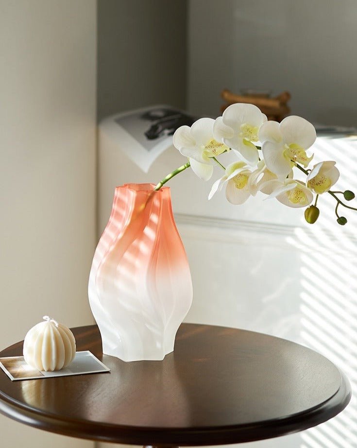 Dreamy Gradient Wavy Vase - Handcrafted Decorative Glass Vase for Contemporary Home-3