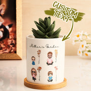 Personalised Birth Flower Plant Pot | Custom Family Cartoon Figure Planter | Gift for Mum - Memoriex
