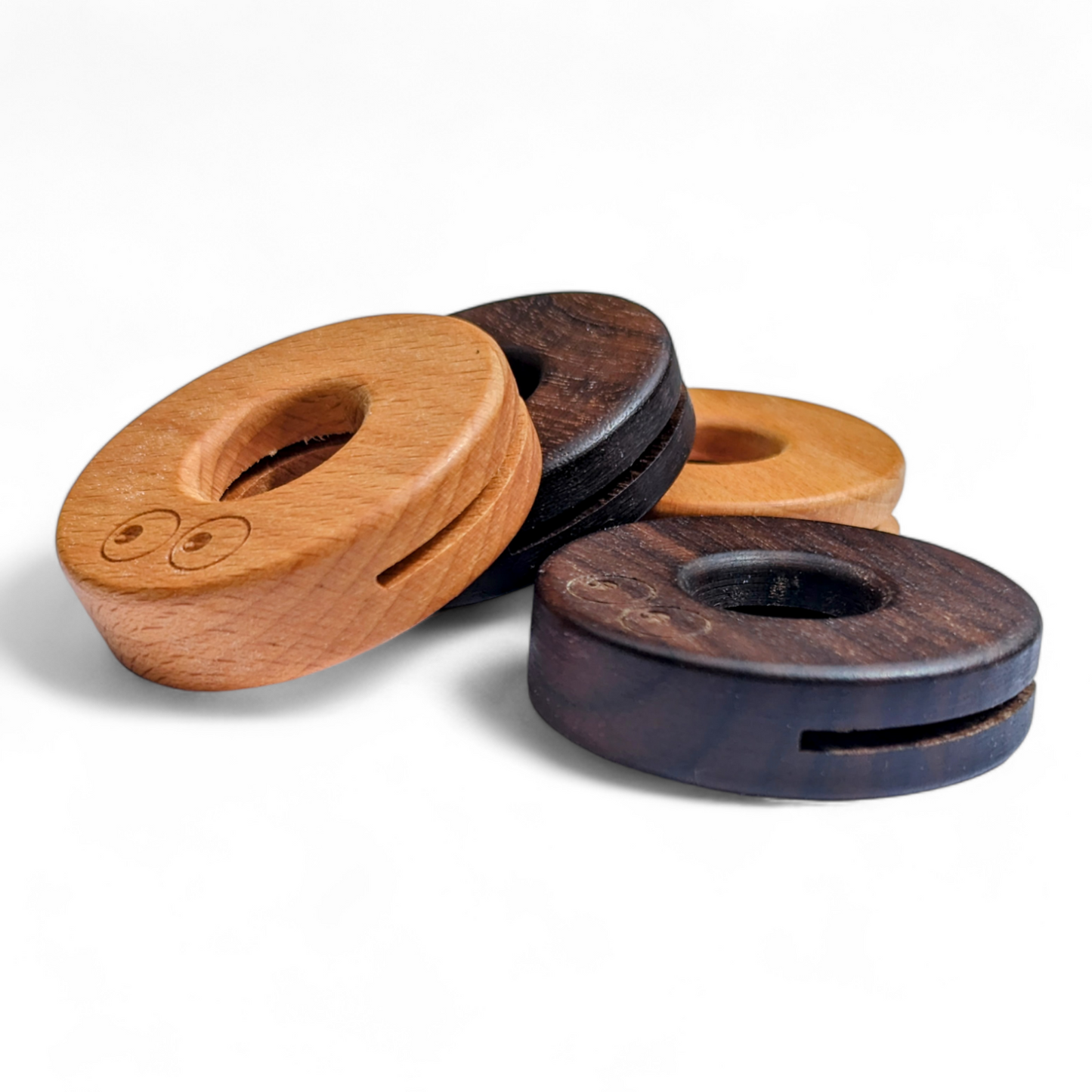 Natural Wooden 'Doughnut' Food Clips | Beech Wood & Walnut Food Packaging Sealing Clips-1