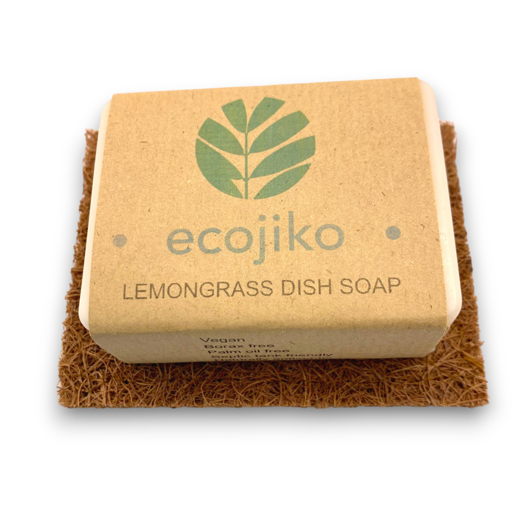 Lemongrass Dish Soap & Coconut Coir Soap Rest | Natural Vegan Kitchen Washing Up Soap-0