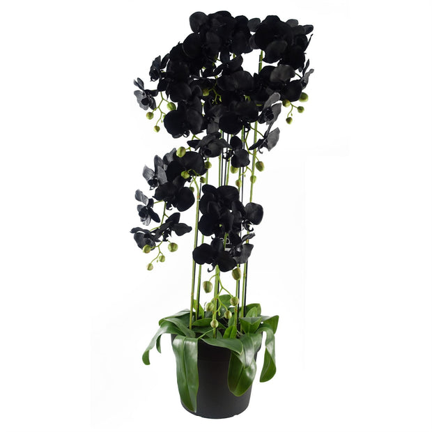 Large Black Orchid Plant - Artifcial - 41 REAL TOUCH flowers-0