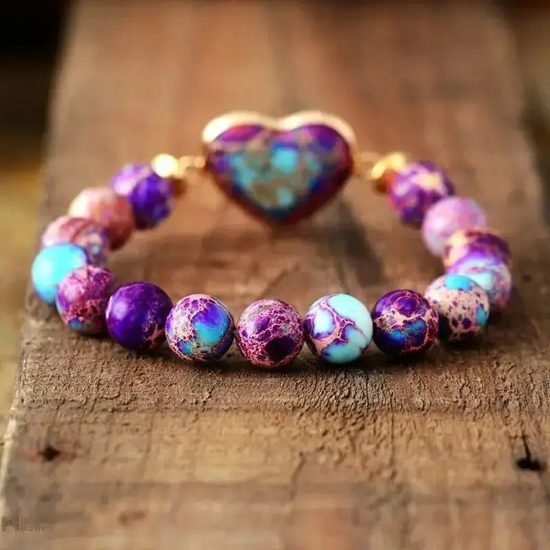 Imperial Jasper Purple Heart Bracelet-3