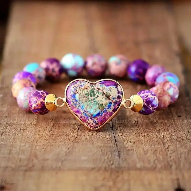 Imperial Jasper Purple Heart Bracelet-0