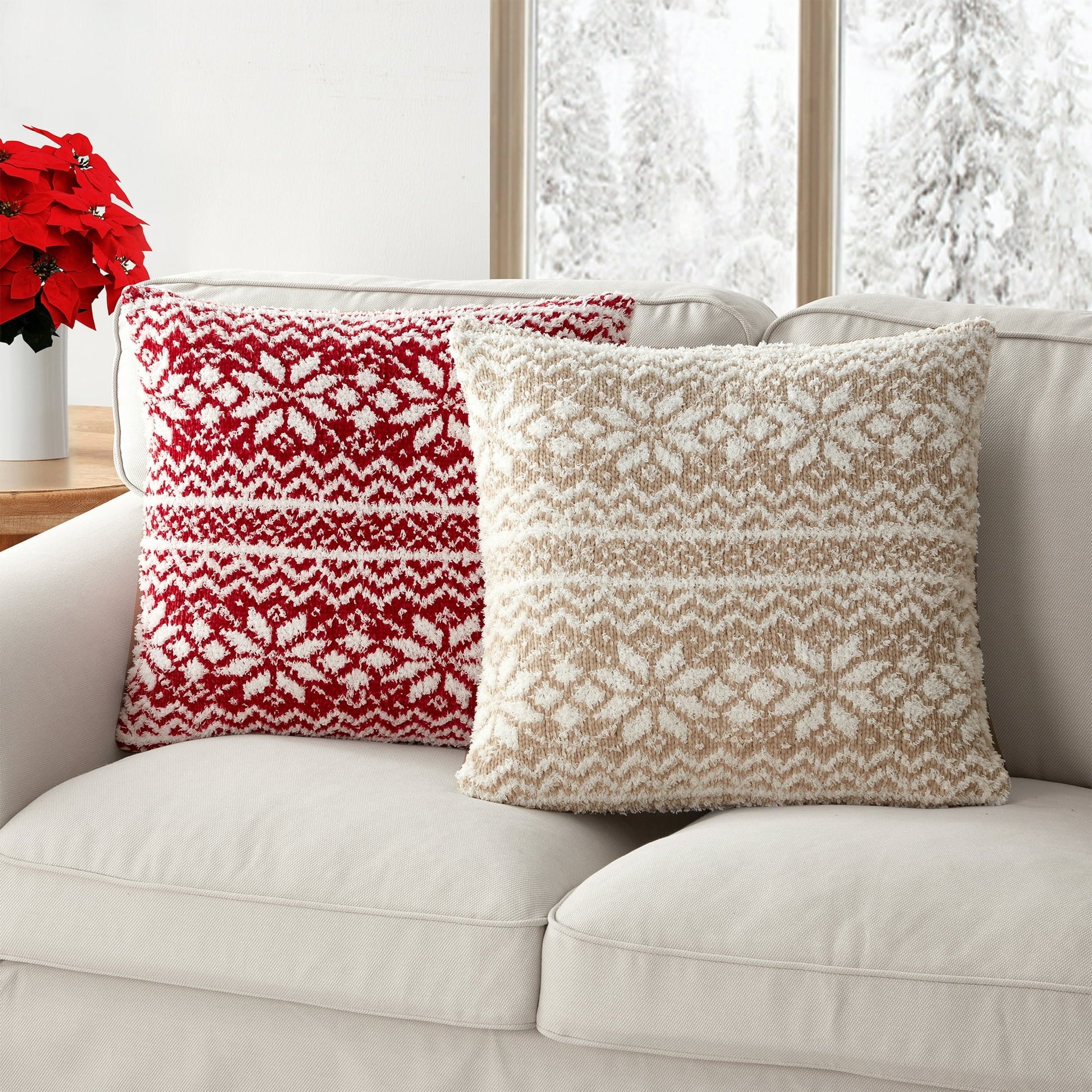 Christmas Snowflake Square Decorative Pillow Cover-0