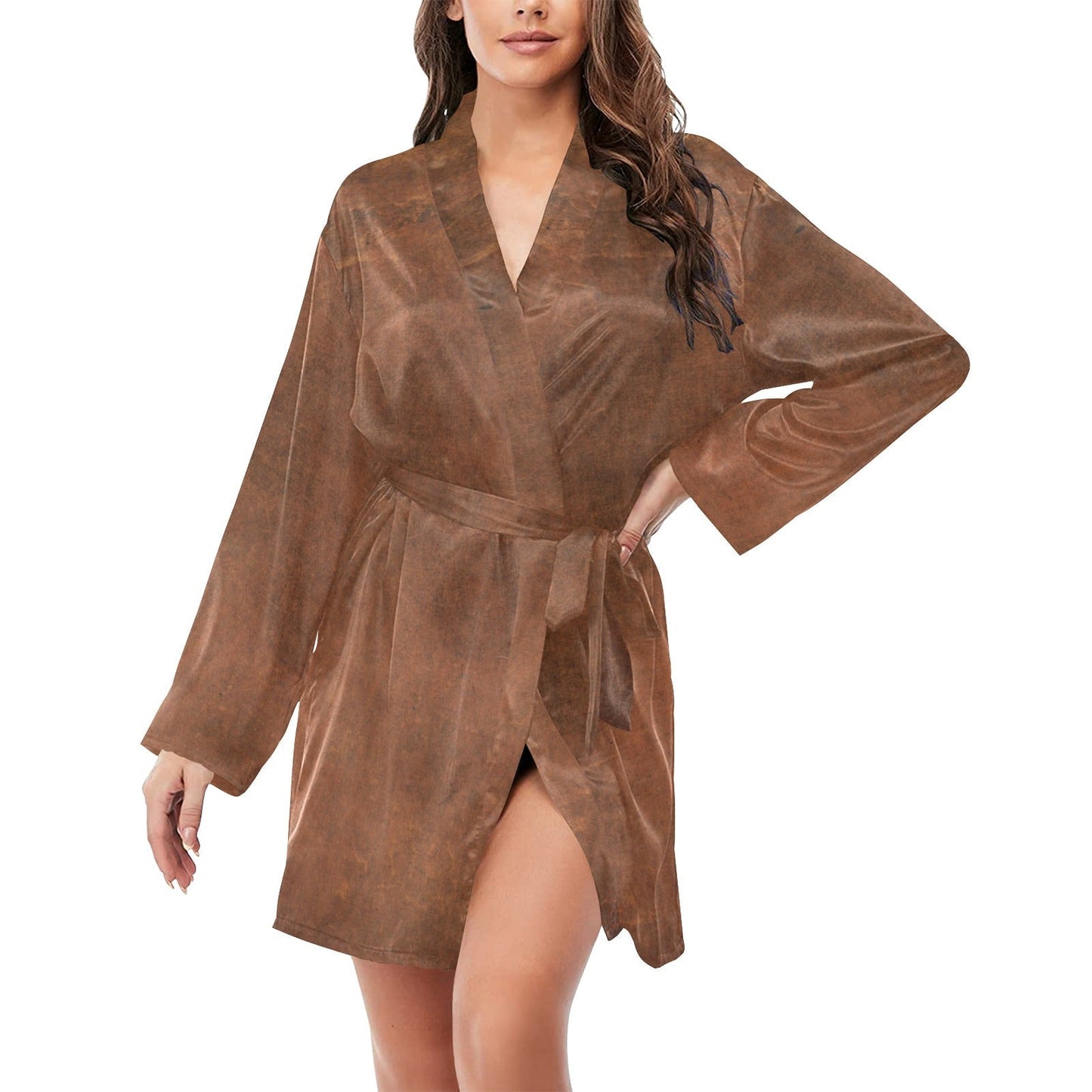 Them Cowboys Western Women's Long Sleeve Belted Satin Feel Dressing Lounge Robe by Baha Ranch Western Wear-1