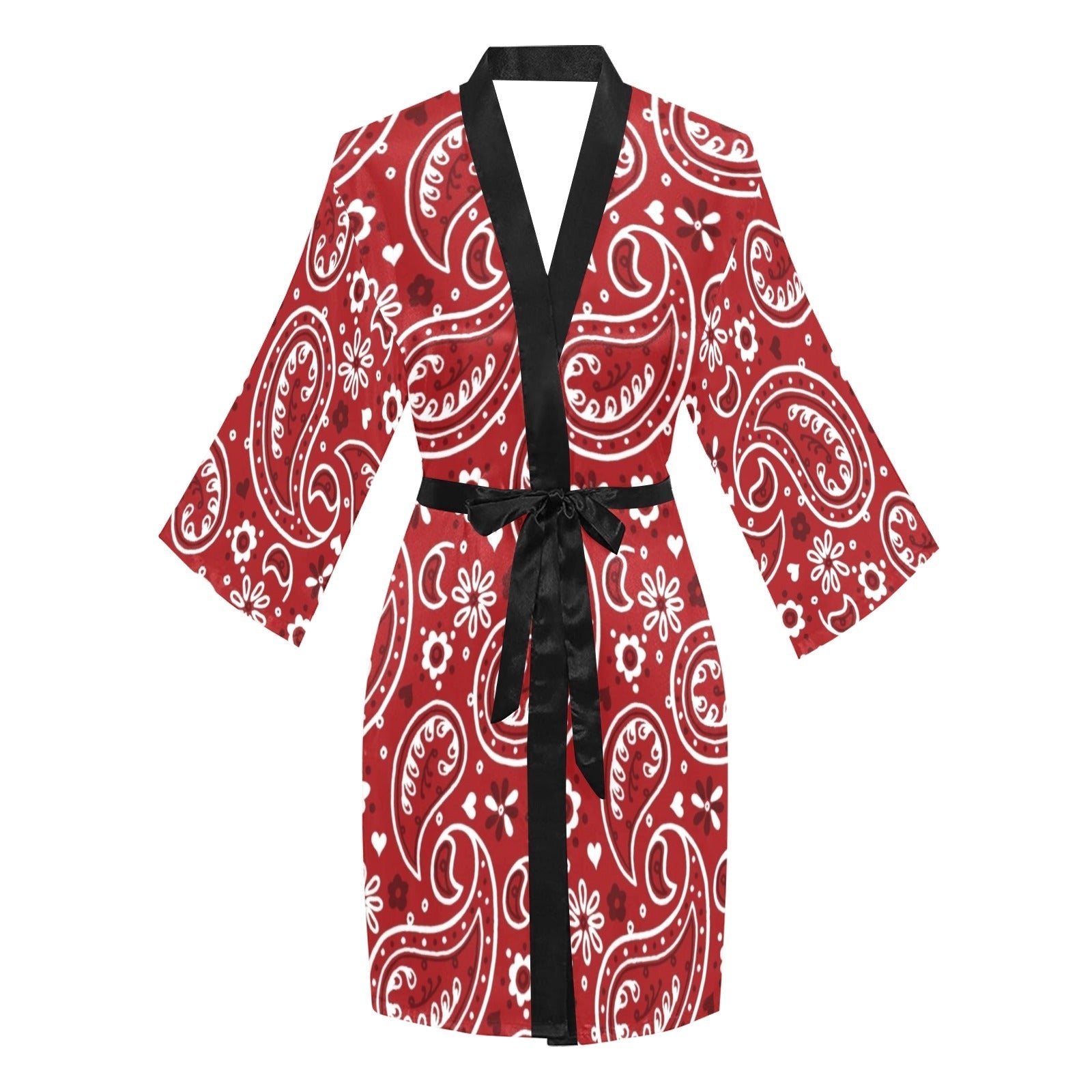 Red Bandana Women's Lounge Kimono Robe by Baha Ranch Western Wear-2