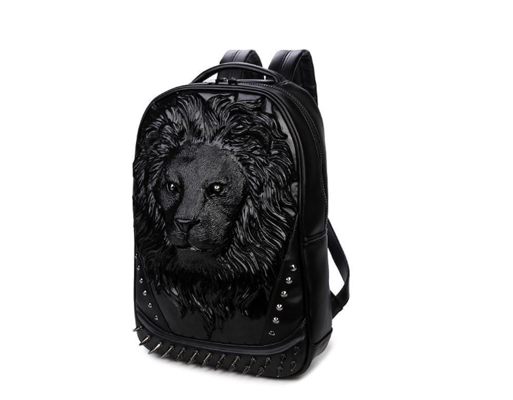 Fashion Punk Rivets Waterproof 3D Lion Head Backpack Laptop Computer Knapsack Bags-1