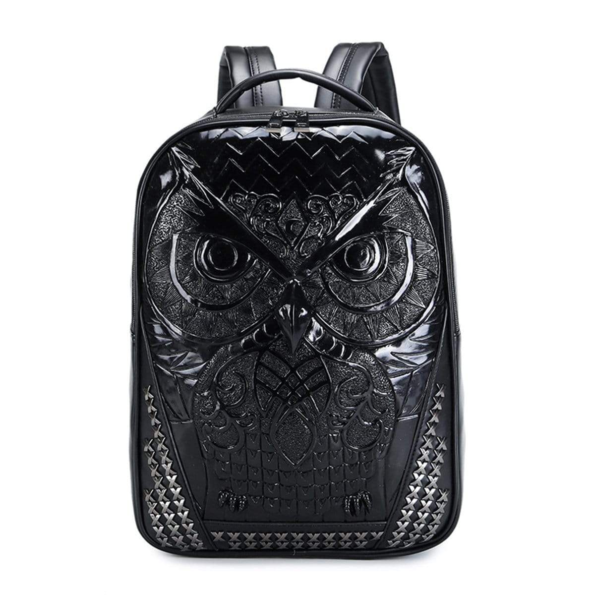 3D Backpack ,Fashion Punk Rivets Waterproof 3D Owl Backpack Laptop Computer Knapsack Bags-3