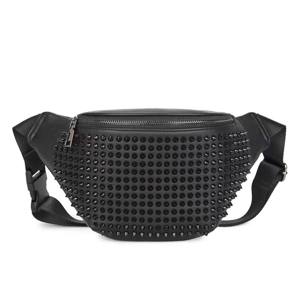 Fashion Punk Bags Rivets Waist Bag Studded Fanny Pack Belt Bag Chest Bum Bag Pouch-3