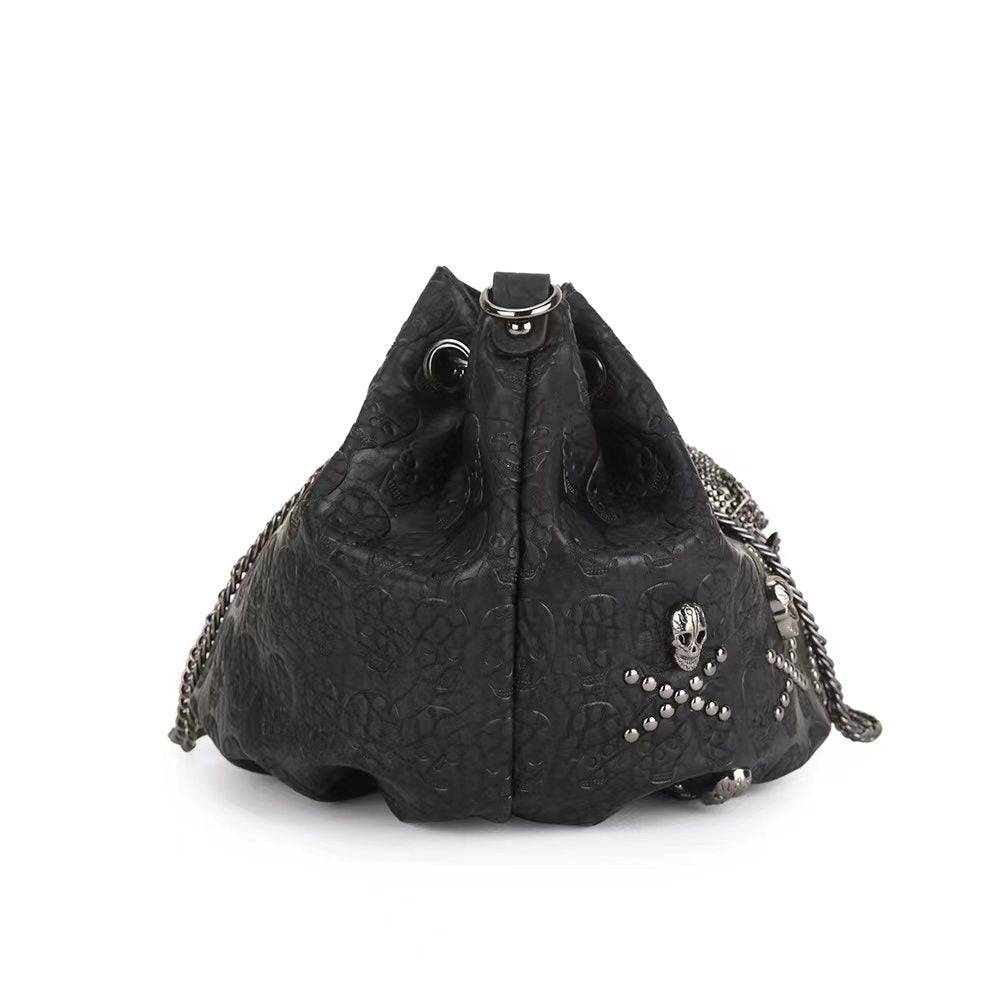 Fashion Punk Bags Studded Skull Bucket Handbag-2