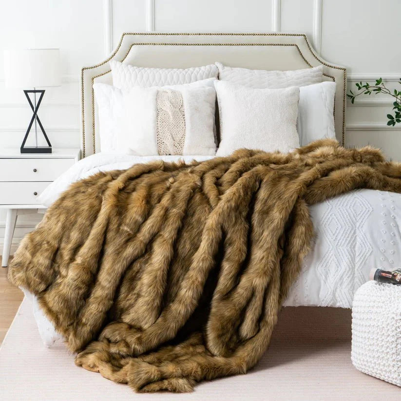 Faux Fur Luxury Blanket Ocher-0