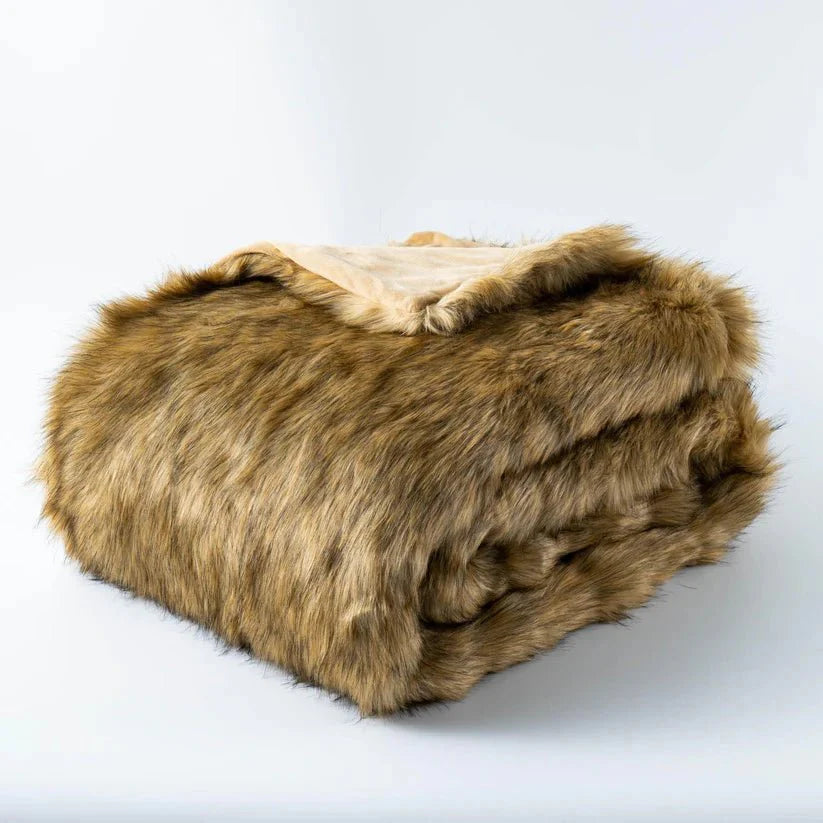 Faux Fur Luxury Blanket Ocher-4