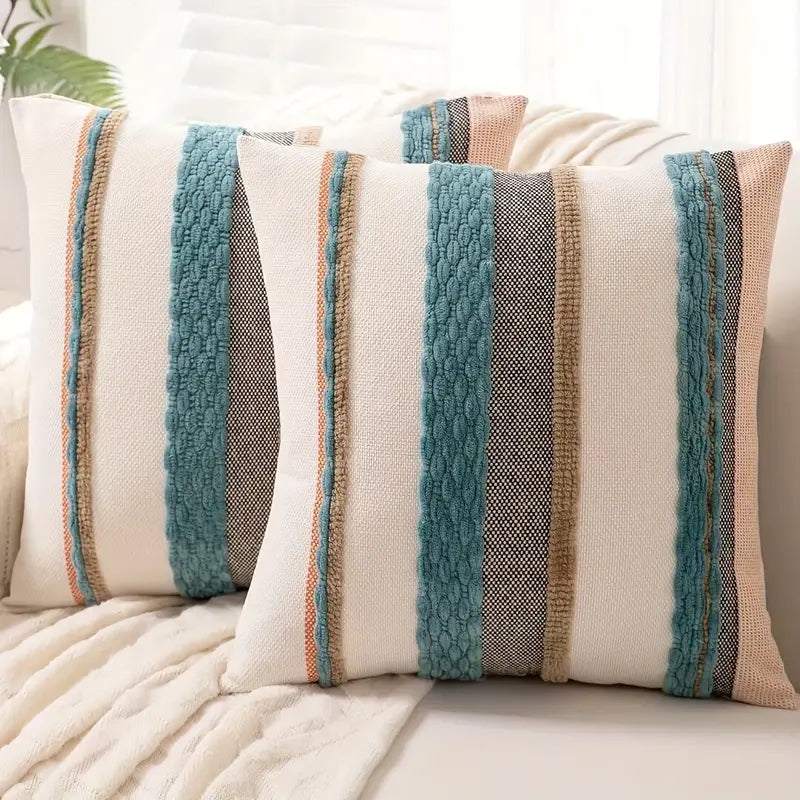 Boho Striped Chenille Throw Pillowcases-1