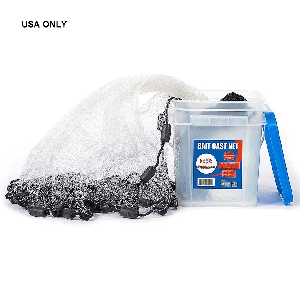 Fishing Cast Net 1/4-Inch with Utility Bucket for Bait Fish-0