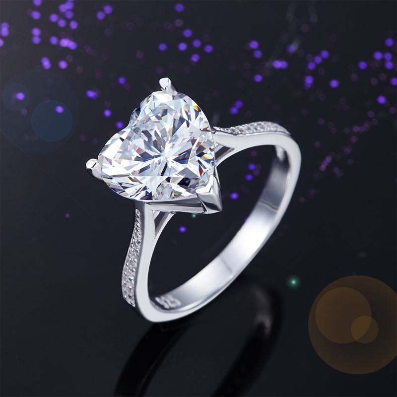 925 Sterling Silver Bridal Engagement Ring 3.5 Carat Heart Created Diamond Jewelry XFR8215-4