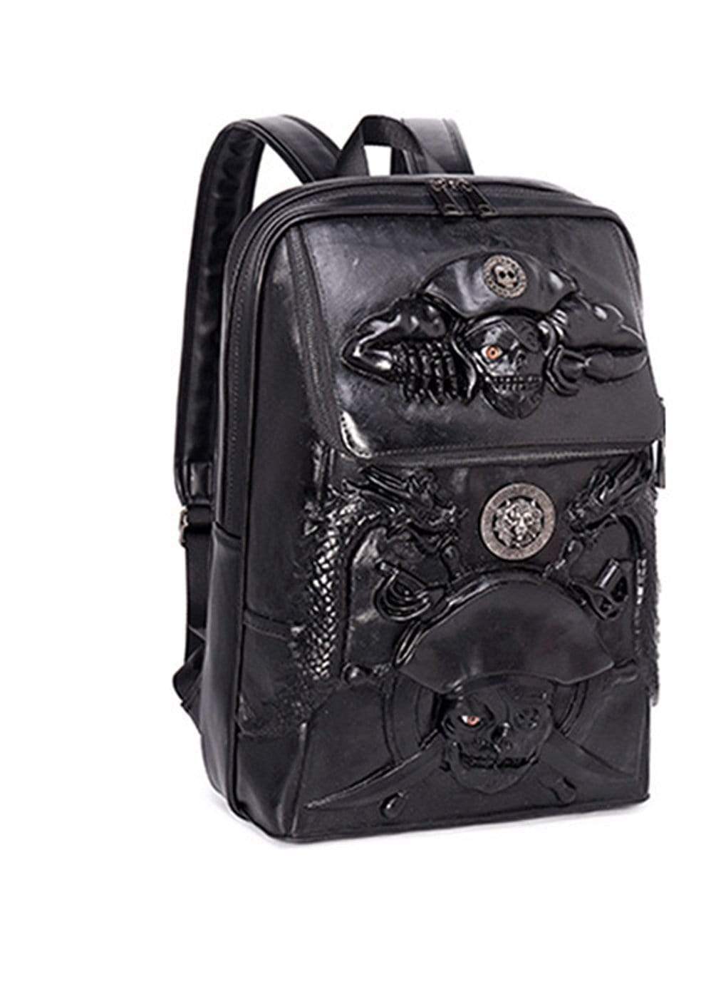 Halloween Skull Backpack 3D Pirate Captain 14"Laptop Computer Handbags Knapsack-4