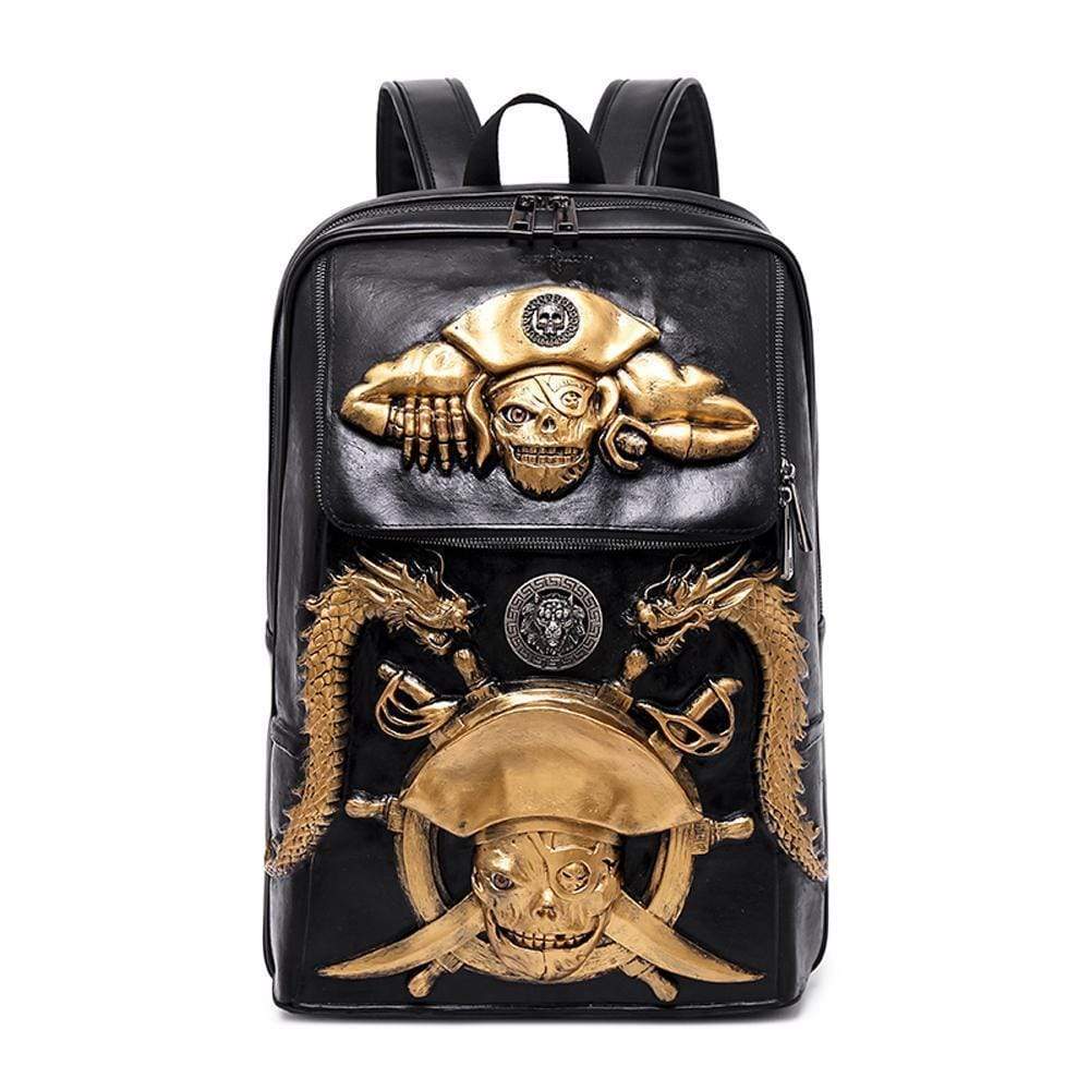 Halloween Skull Backpack 3D Pirate Captain 14"Laptop Computer Handbags Knapsack-0