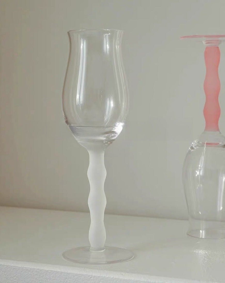 Handblown Retro Wavy Rose Wine Glasses Set of 4 Pcs ( $14.9 Each )-2