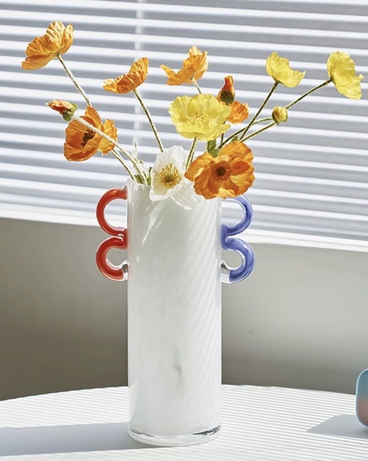 Handblown Whimsical Cylinder Vase - Eclectic Table Setting Centrepieces-8