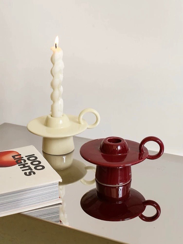 Handmade Ceramic UFO Candle Holder, Retro Table Decor-2