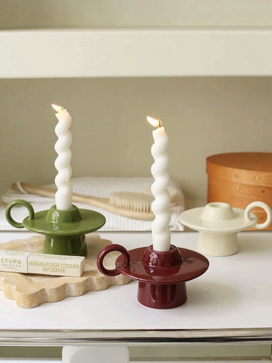 Handmade Ceramic UFO Candle Holder, Retro Table Decor-0