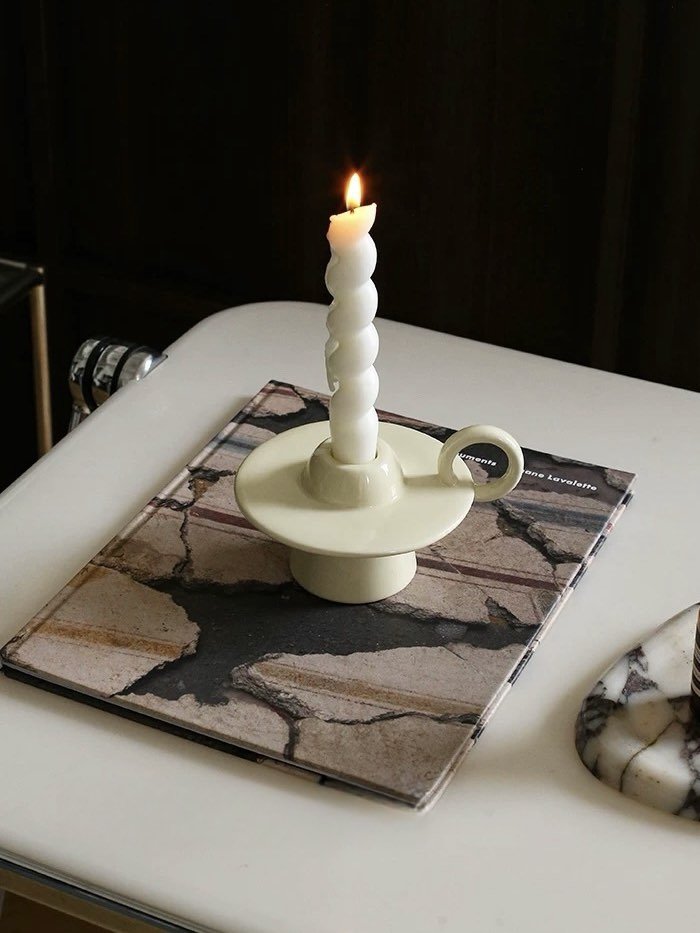 Handmade Ceramic UFO Candle Holder, Retro Table Decor-7