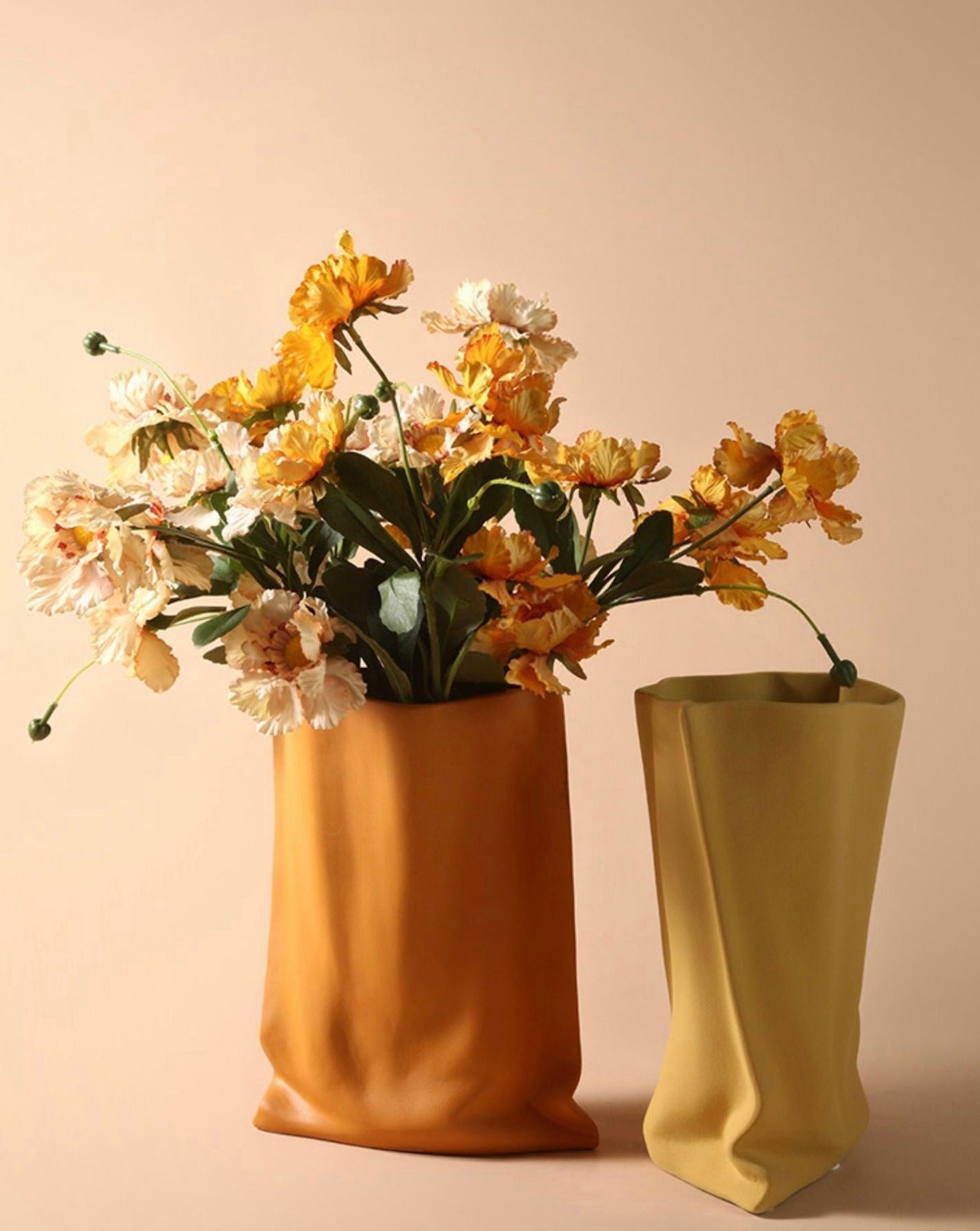 Handmade Ceramic Wrinkle Vase | Morandi Color | Unique Decorative Piece-1