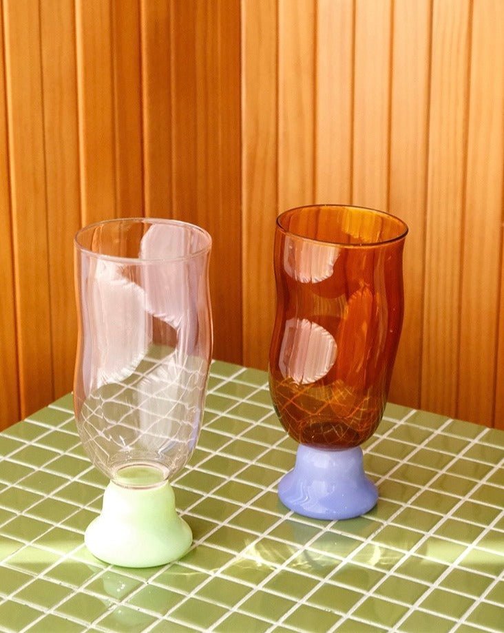 Handmade Wavy Beer Glasses - Retro Whimsical Eclectic Beer Mug-3