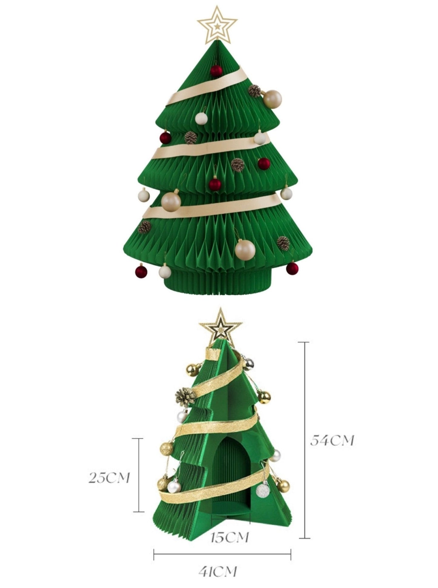 Honeycomb Foldable Accordion Christmas Tree - Christmas Decor for Neutral Nordic Home-11