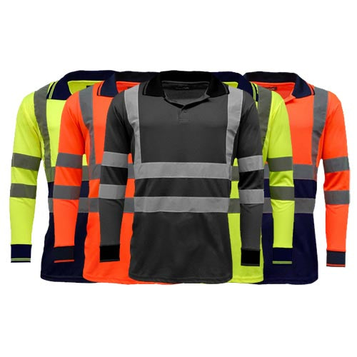 HV005 Hi Vis Long Sleeve Polo Shirt-0